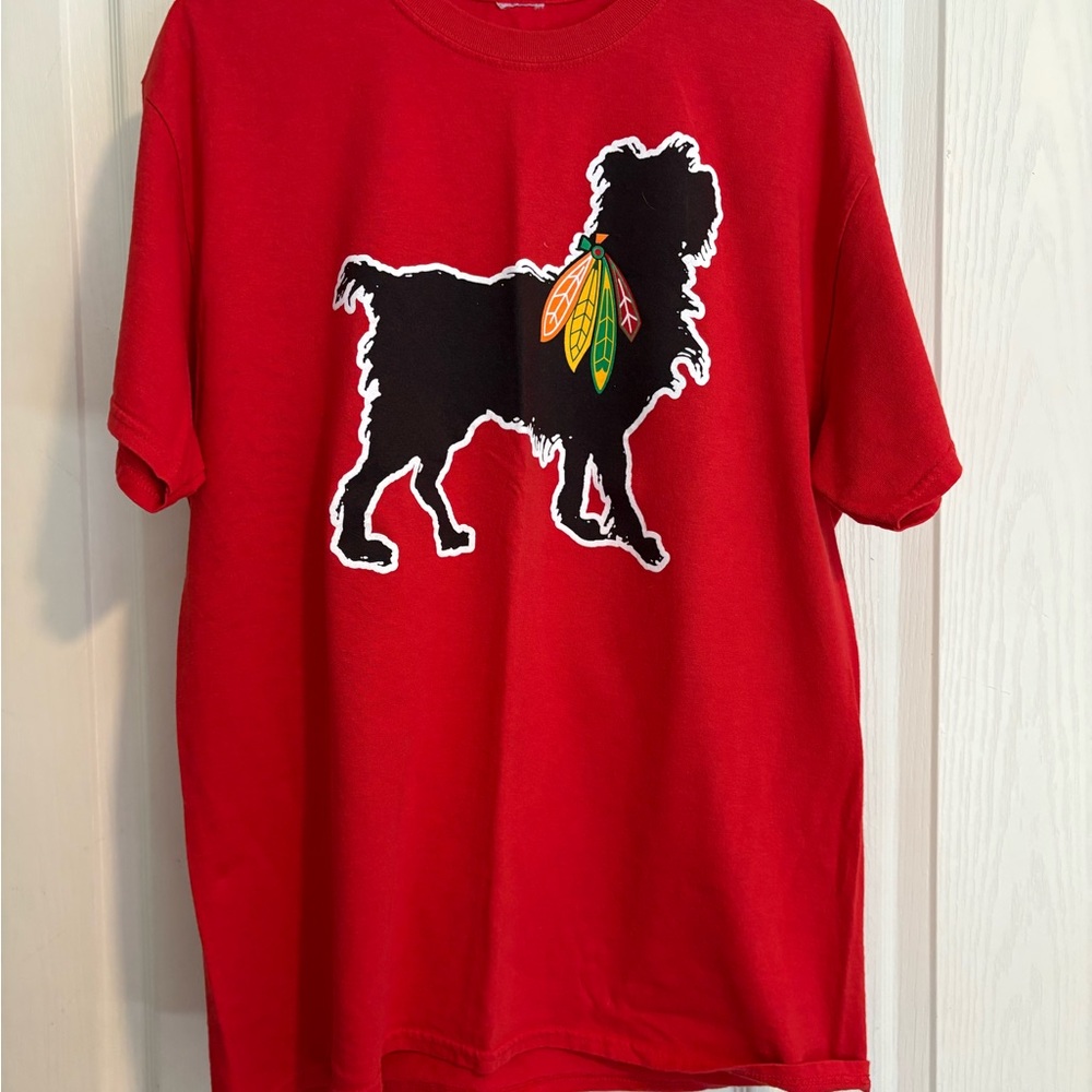 Red T-Shirt with Black Dog Silhouette